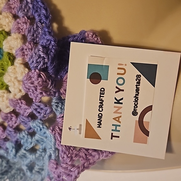 Hand Crafted crop top crochet halter granny square purple festival Rave small - Picture 16 of 17